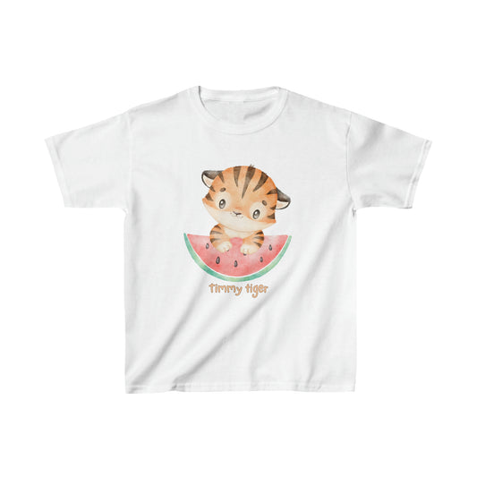 Adorable Timmy Tiger with Watermelon - Kids Heavy Cotton™ Tee