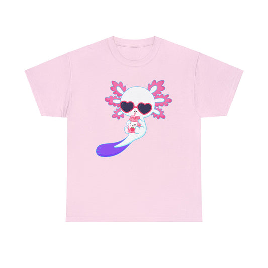 Axolotl wearing heart sunglasses T-shirt