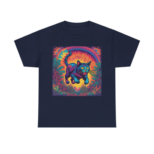 Psychedelic Cat Leaping v2 T-shirt
