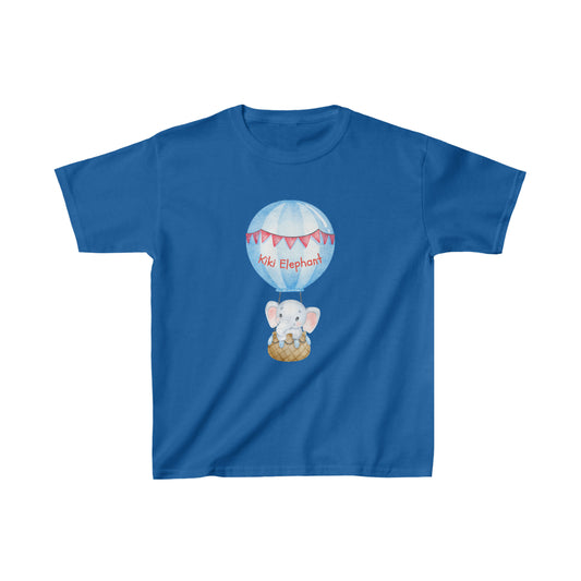 Adorable Kiki Elephant in Balloon - Kids Heavy Cotton™ Tee