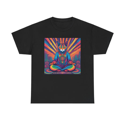 Psychedelic Cat Meditating T-shirt