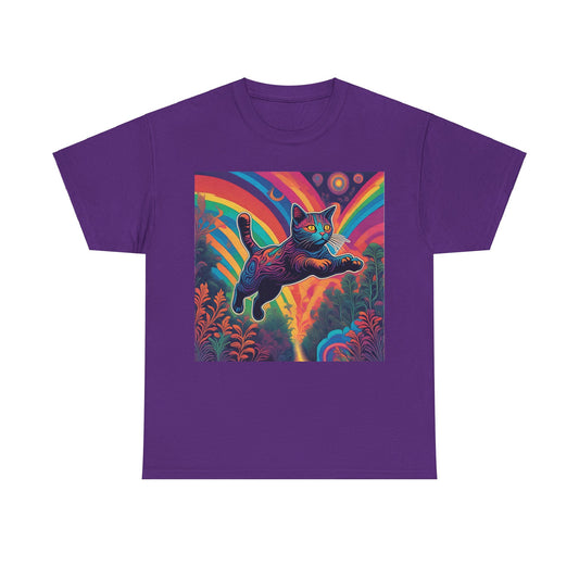 Psychedelic Cat Leaping v1 T-shirt