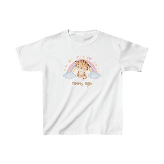Adorable Timmy Tiger with Rainbow - Kids Heavy Cotton™ Tee