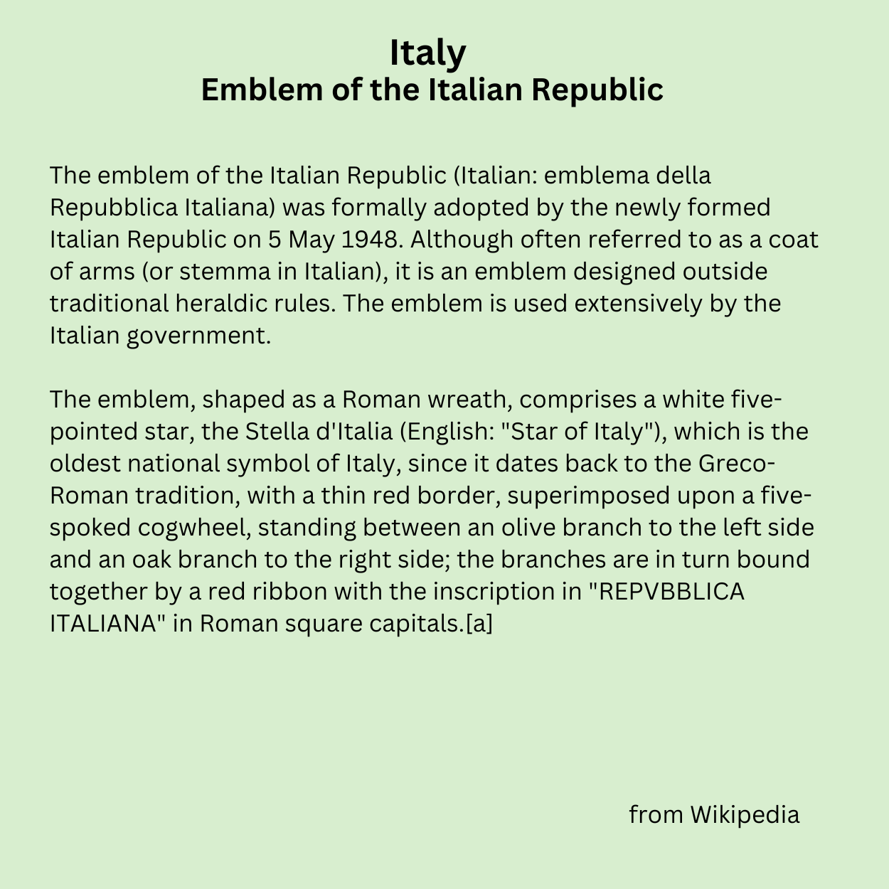 Italy - Emblem of the Italian Republic T-shirt