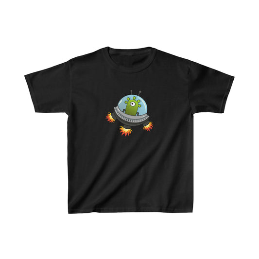 Flying Saucer with Alien - Kids Heavy Cotton™ Tee