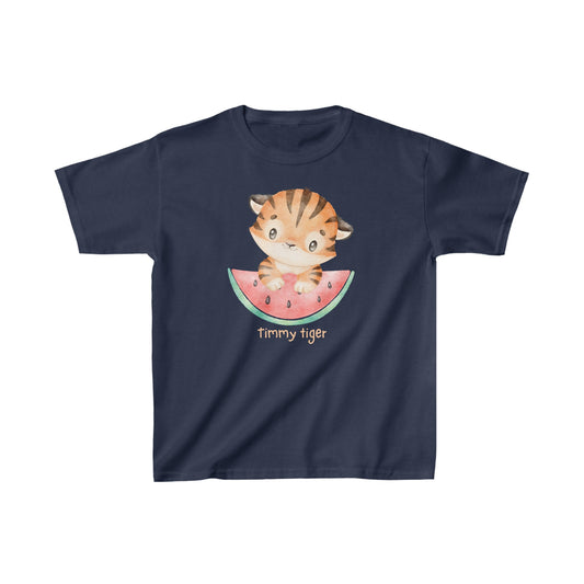 Adorable Timmy Tiger with Watermelon - Kids Heavy Cotton™ Tee