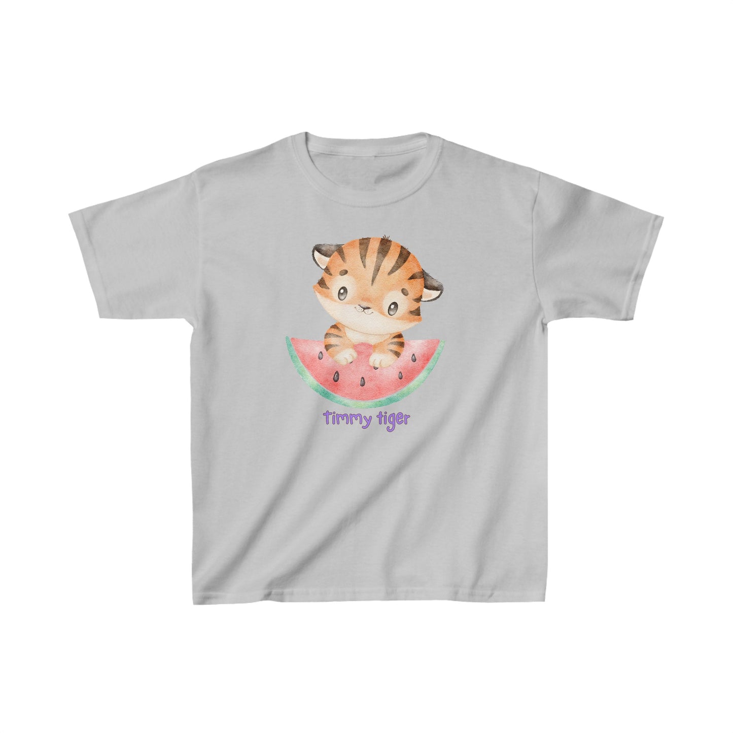 Adorable Timmy Tiger with Watermelon - Kids Heavy Cotton™ Tee