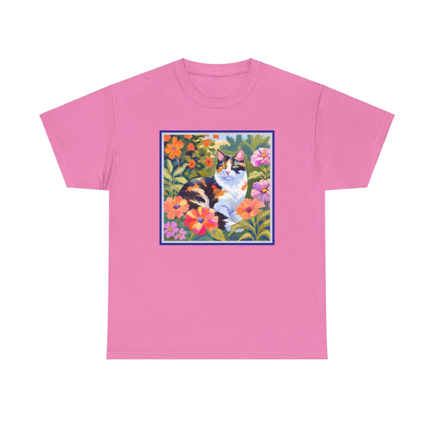 Calico Cat in Garden T-shirt