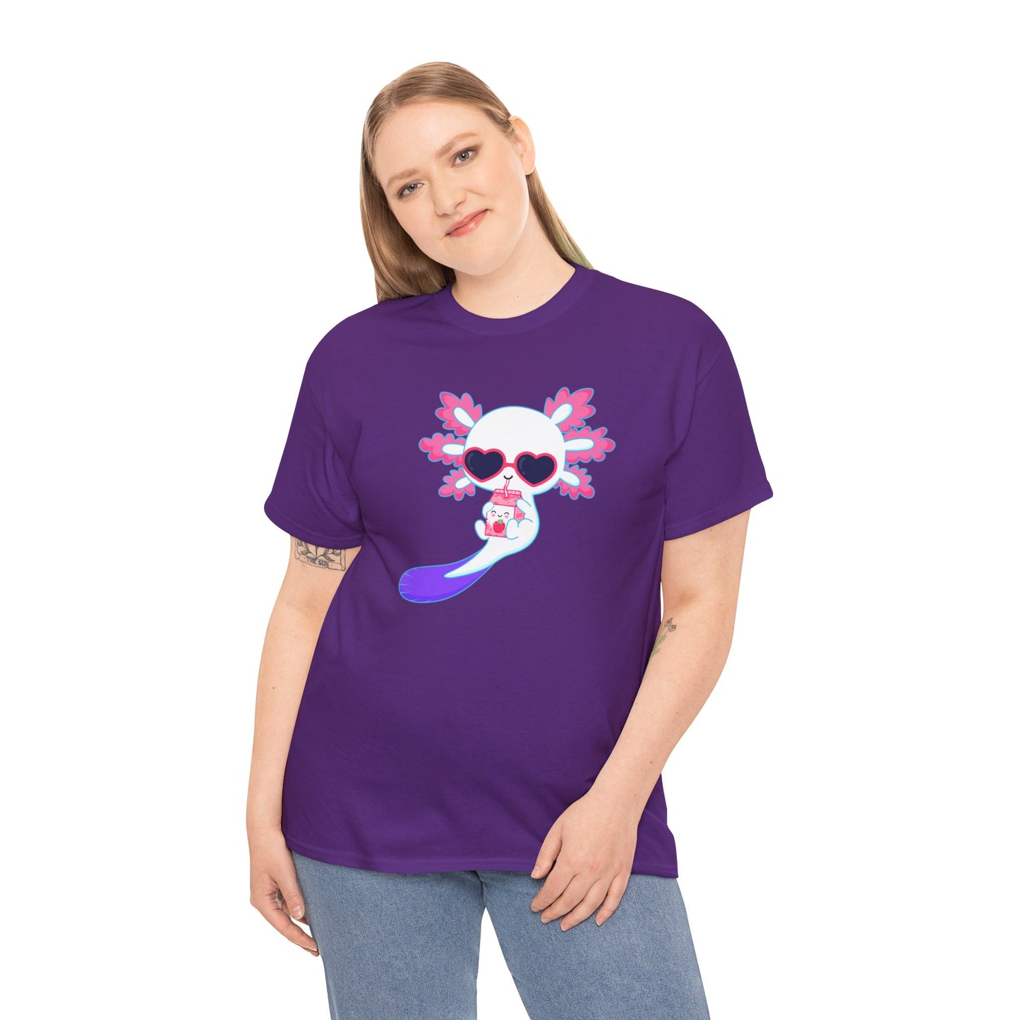 Axolotl wearing heart sunglasses T-shirt