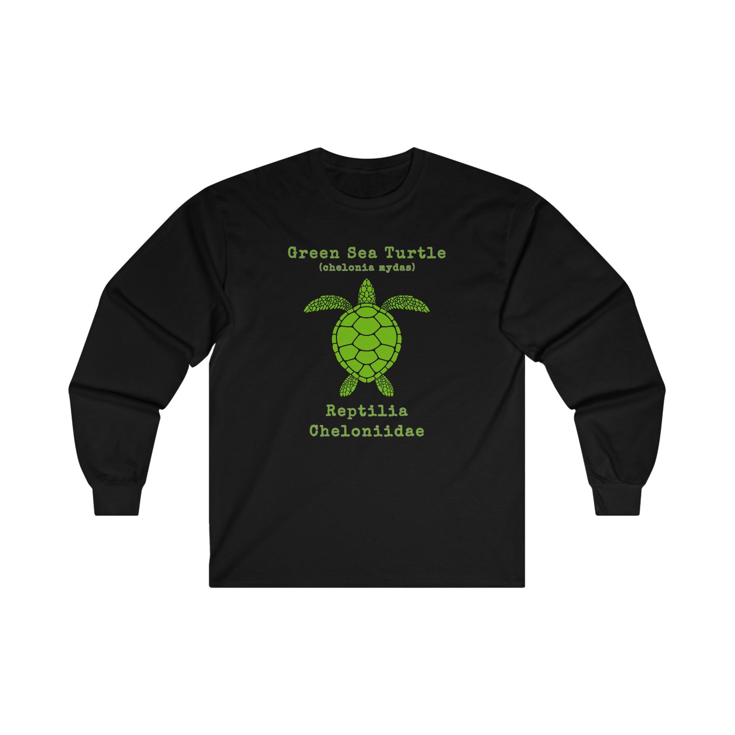 Green Sea Turtle with Scientific Names - Long Sleeve Tee