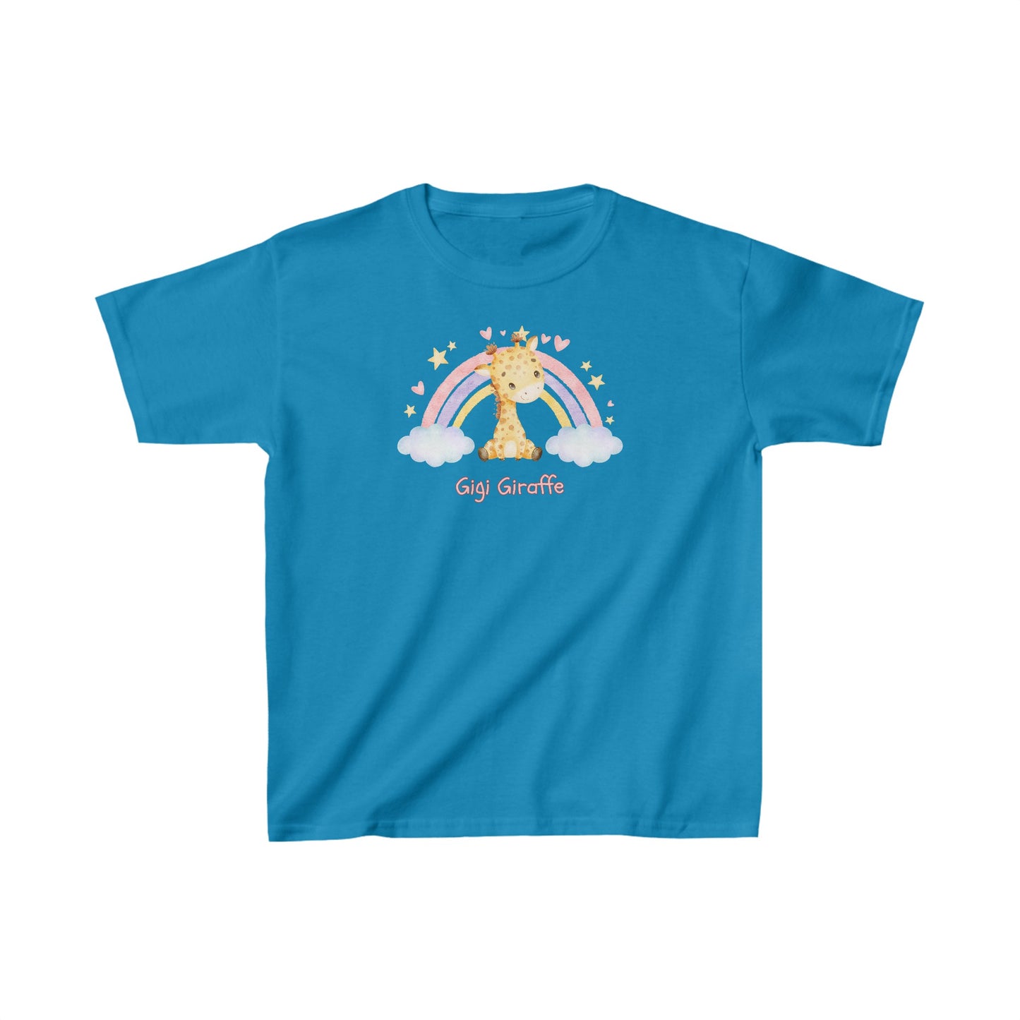 Adorable Gigi Giraffe with Rainbow - Kids Heavy Cotton™ Tee