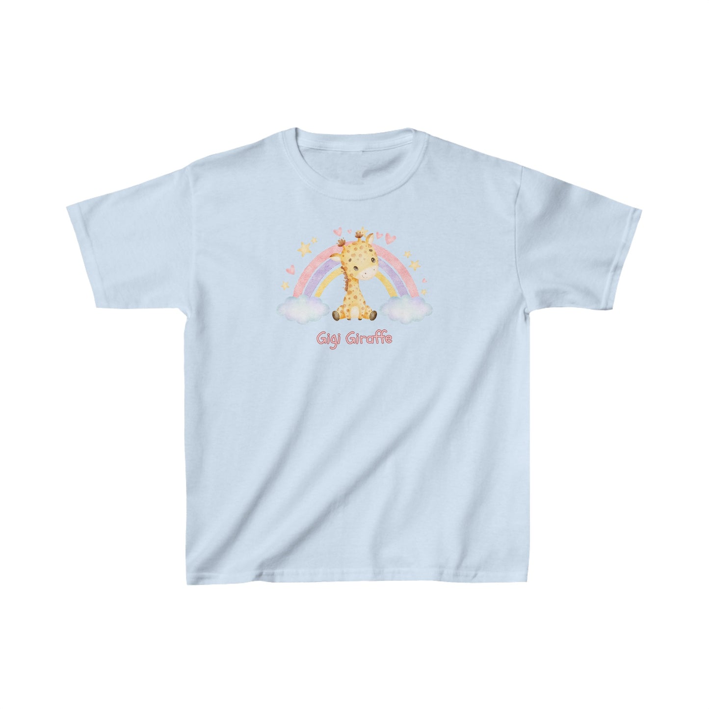 Adorable Gigi Giraffe with Rainbow - Kids Heavy Cotton™ Tee