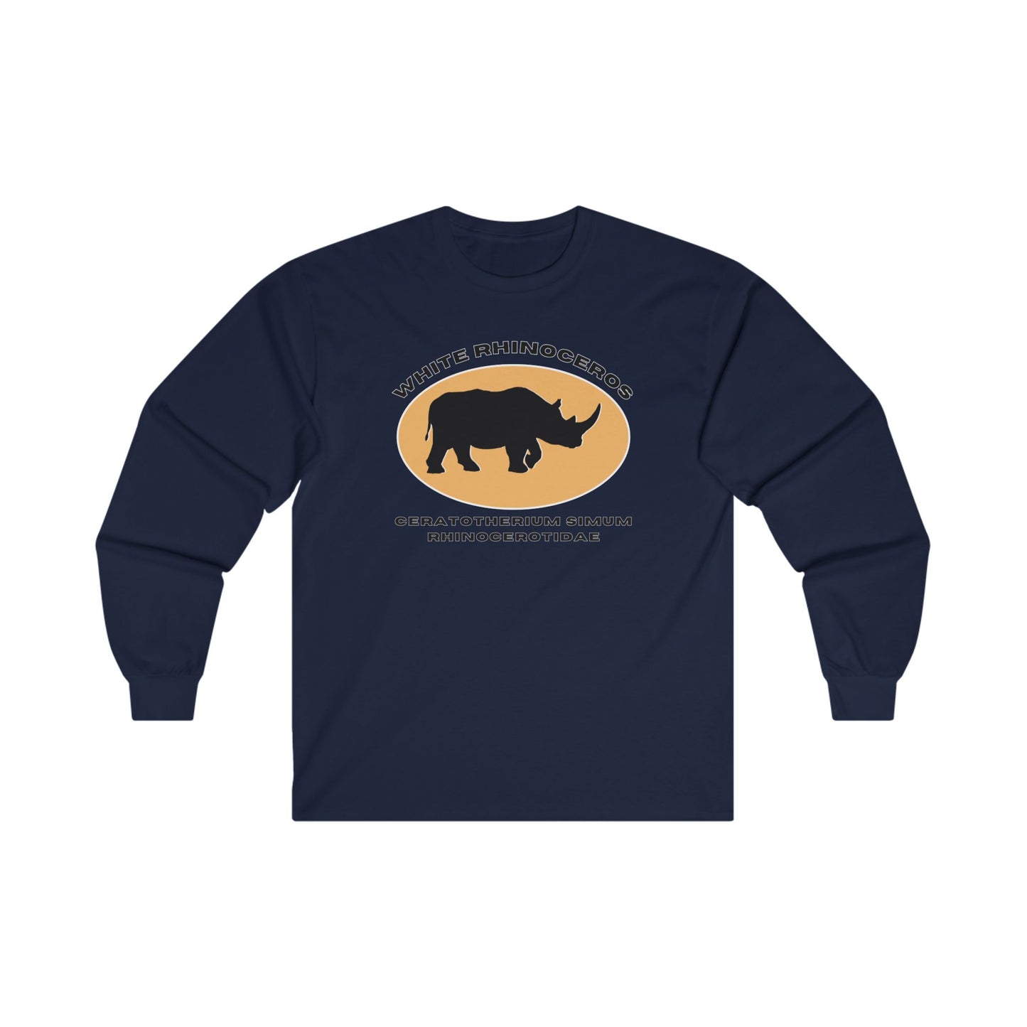 White Rhinoceros with Scientific Names - Long Sleeve Tee