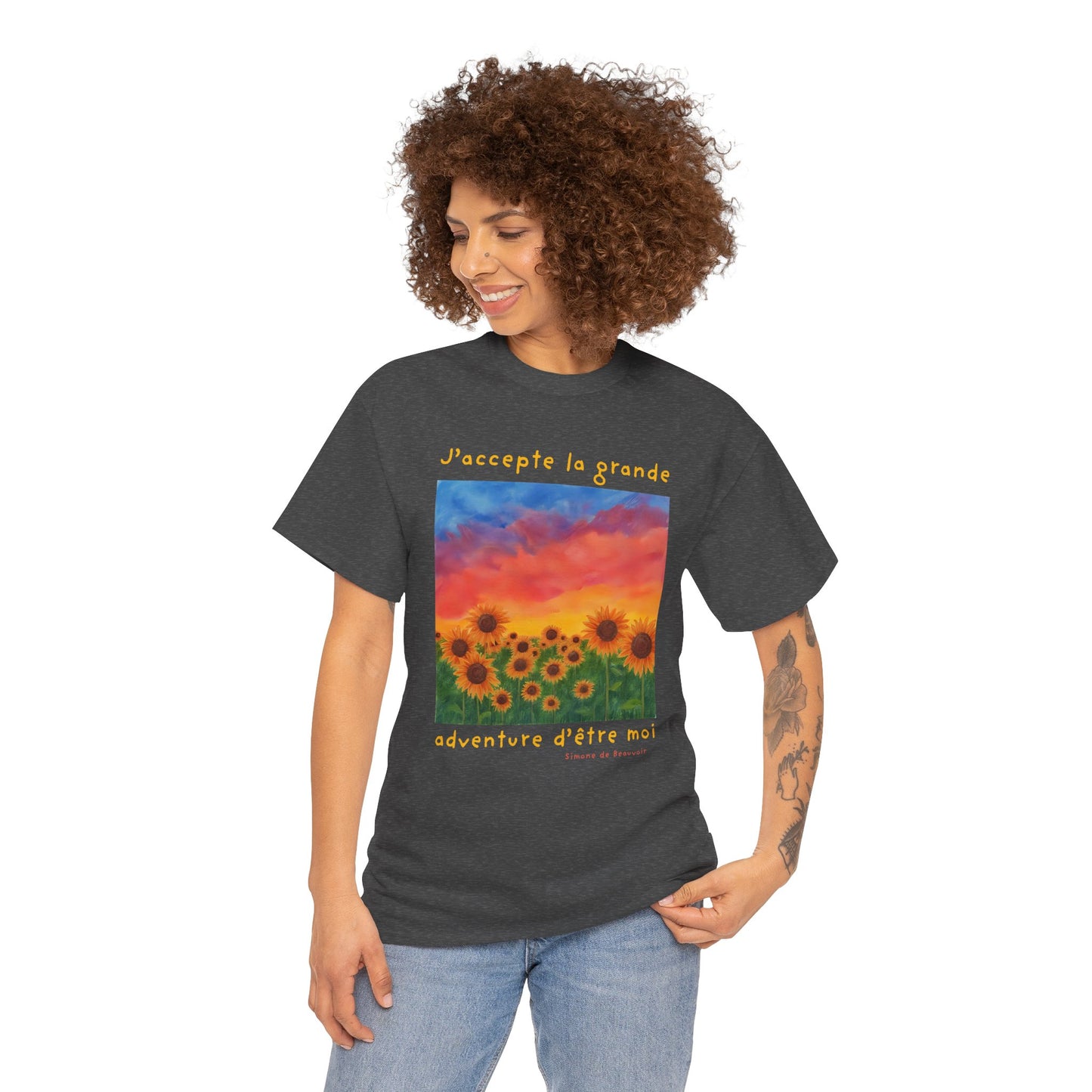 J'accepte la grande aventure d'être moi (I accept the great adventure of being me) - Simone De Beauvoir  T-shirt