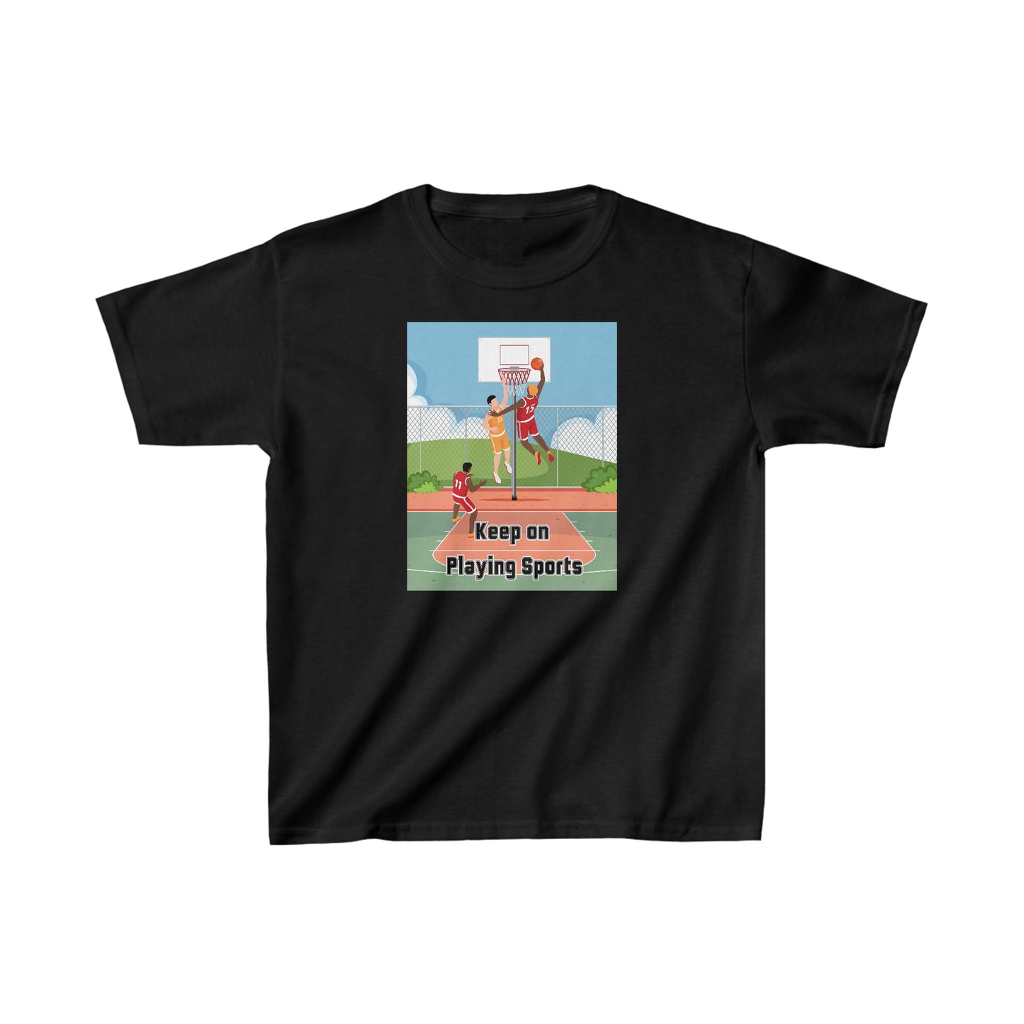 Keep on Playing Sports - designed by Sebastian age 8 - Kids Heavy Cotton™ Tee