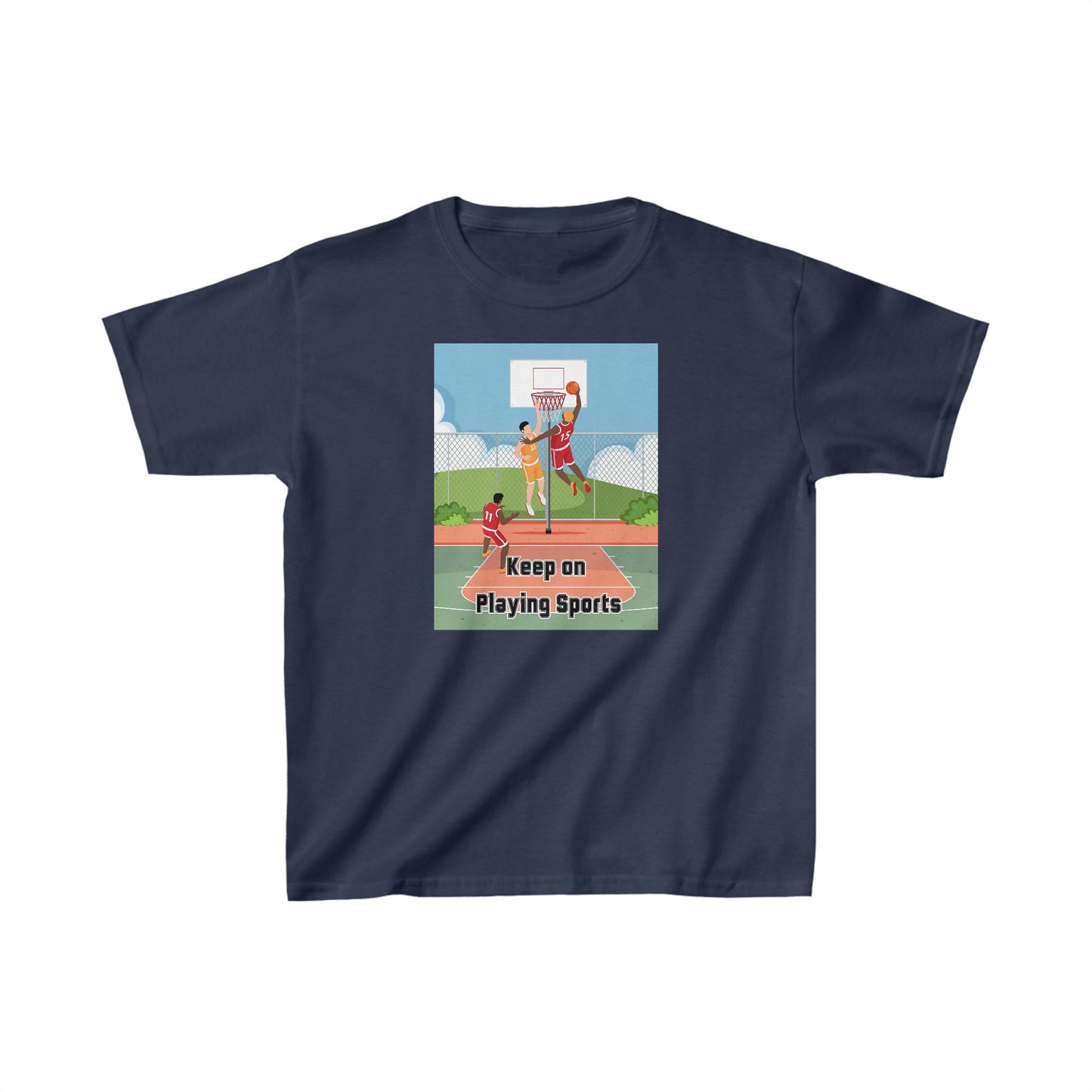 Keep on Playing Sports - designed by Sebastian age 8 - Kids Heavy Cotton™ Tee