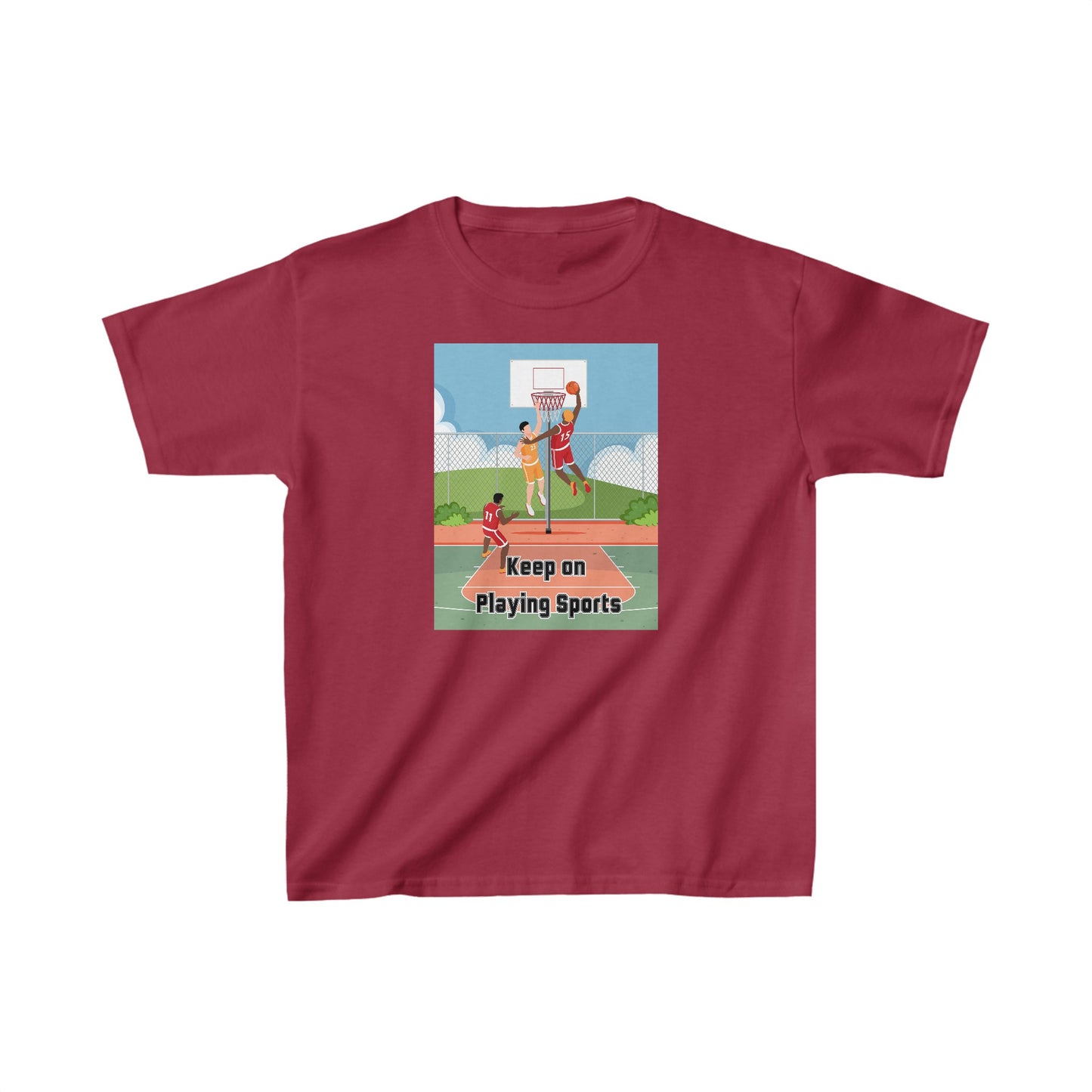 Keep on Playing Sports - designed by Sebastian age 8 - Kids Heavy Cotton™ Tee