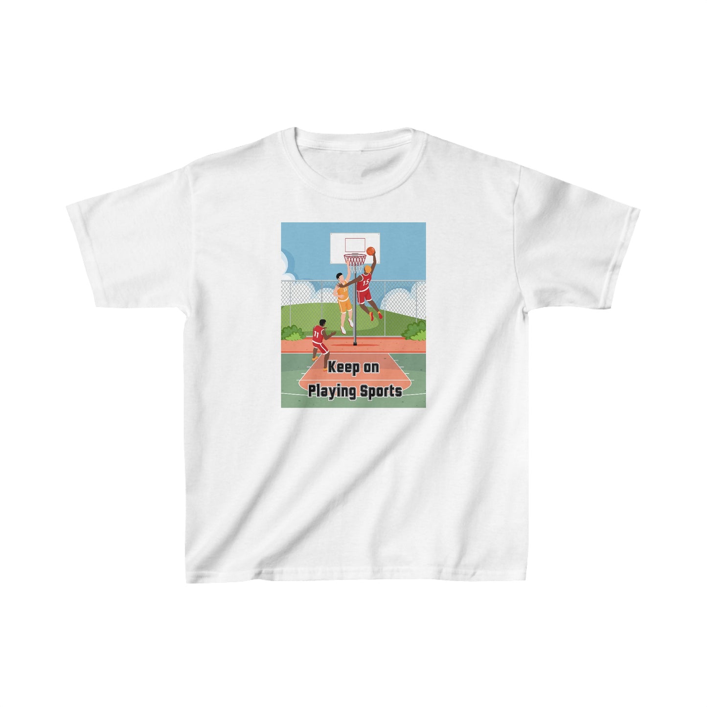 Keep on Playing Sports - designed by Sebastian age 8 - Kids Heavy Cotton™ Tee