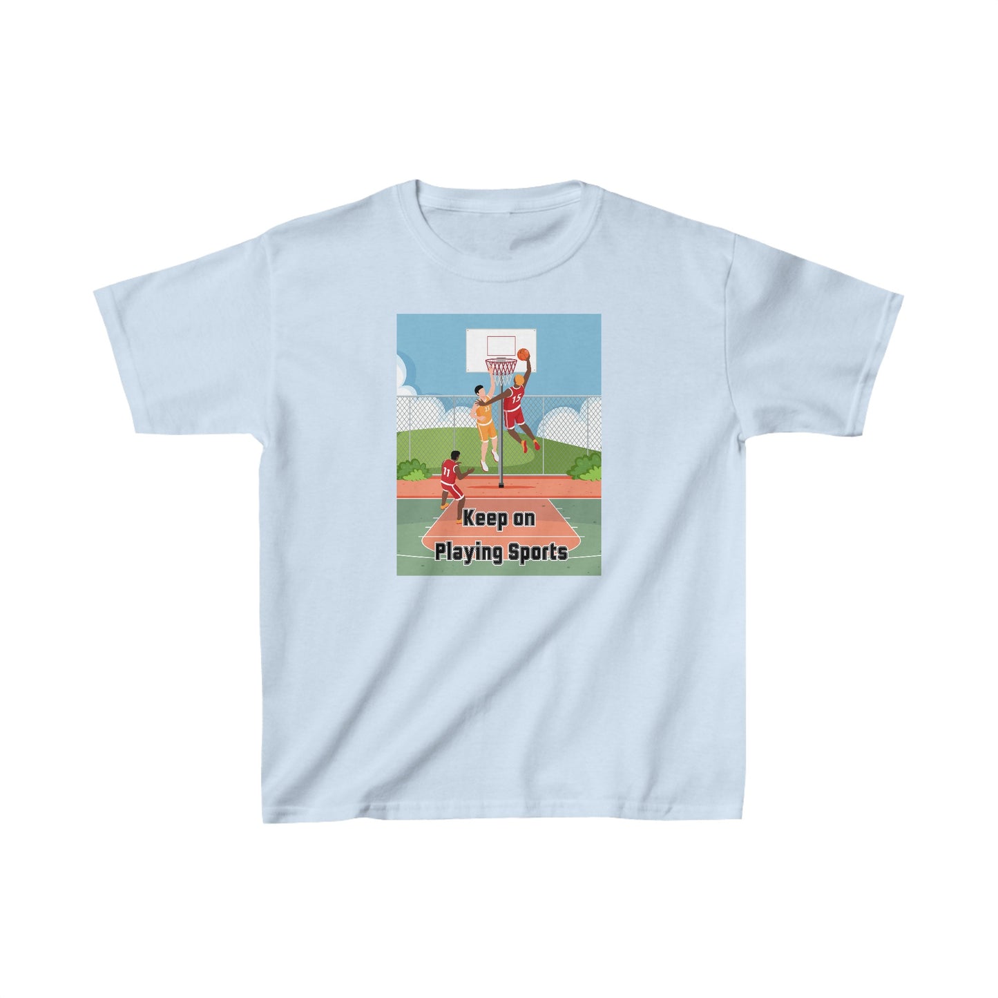 Keep on Playing Sports - designed by Sebastian age 8 - Kids Heavy Cotton™ Tee