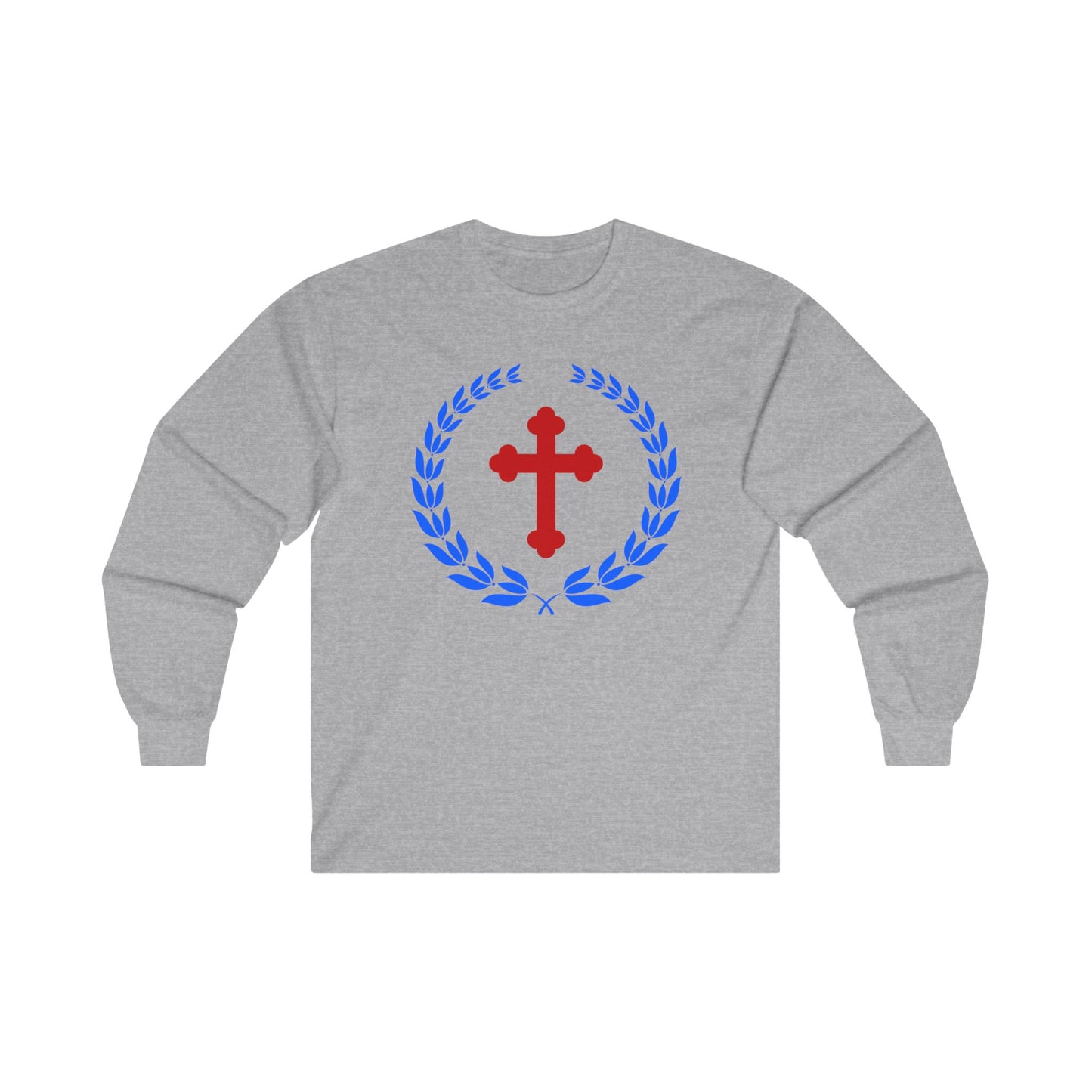 Cross in Laurel Wreath - Long Sleeve Tee