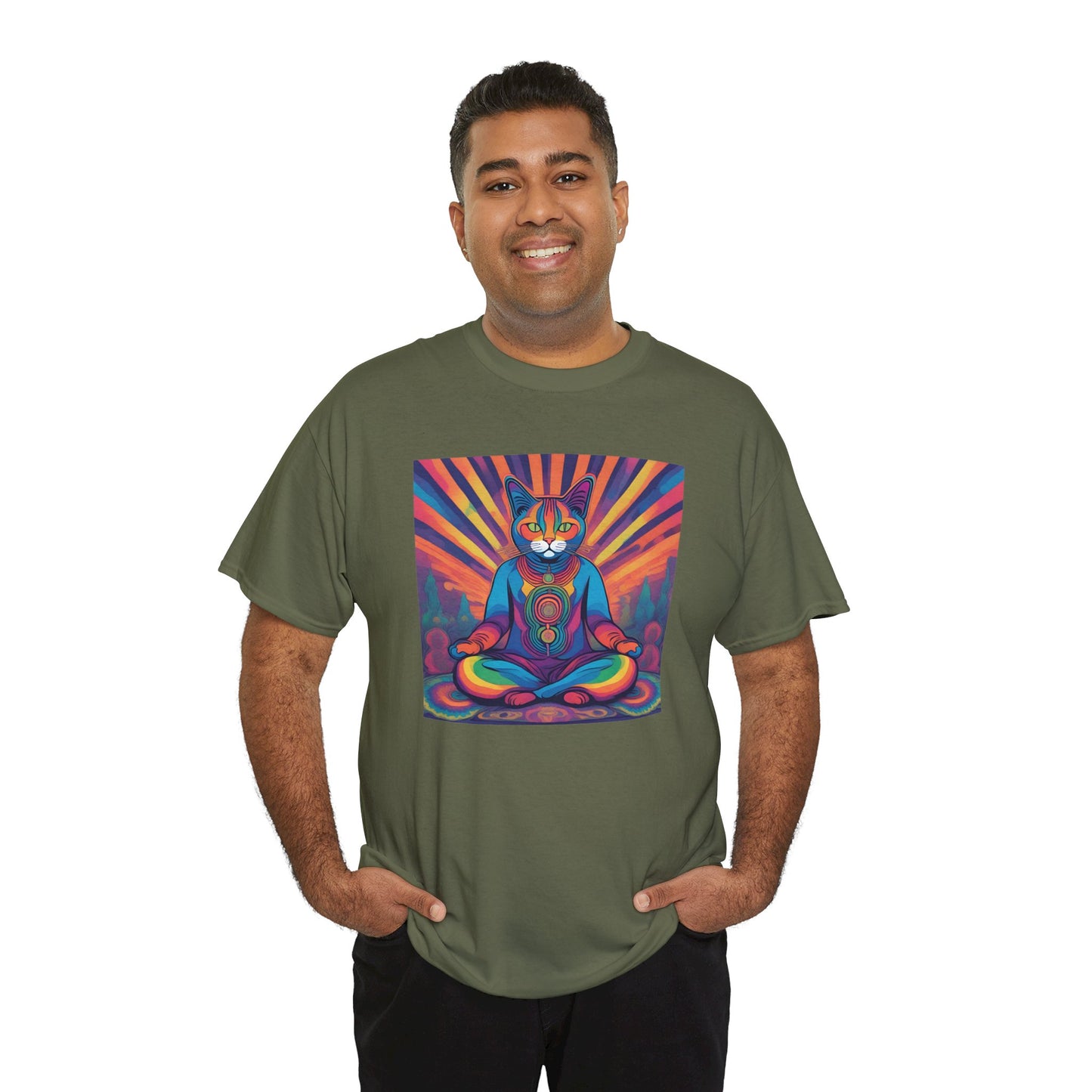 Psychedelic Cat Meditating T-shirt