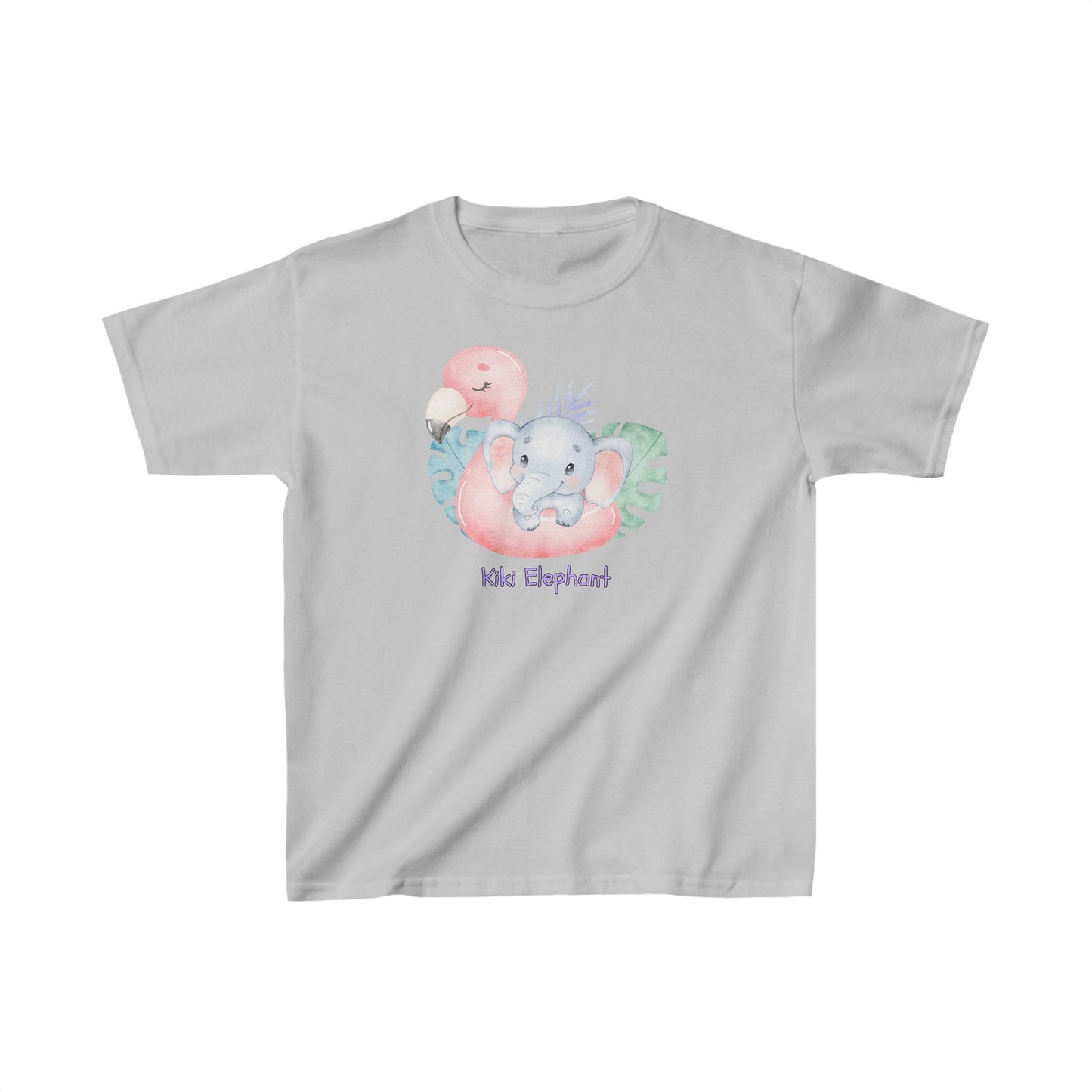 Adorable Kiki Elephant with Swan - Kids Heavy Cotton™ Tee