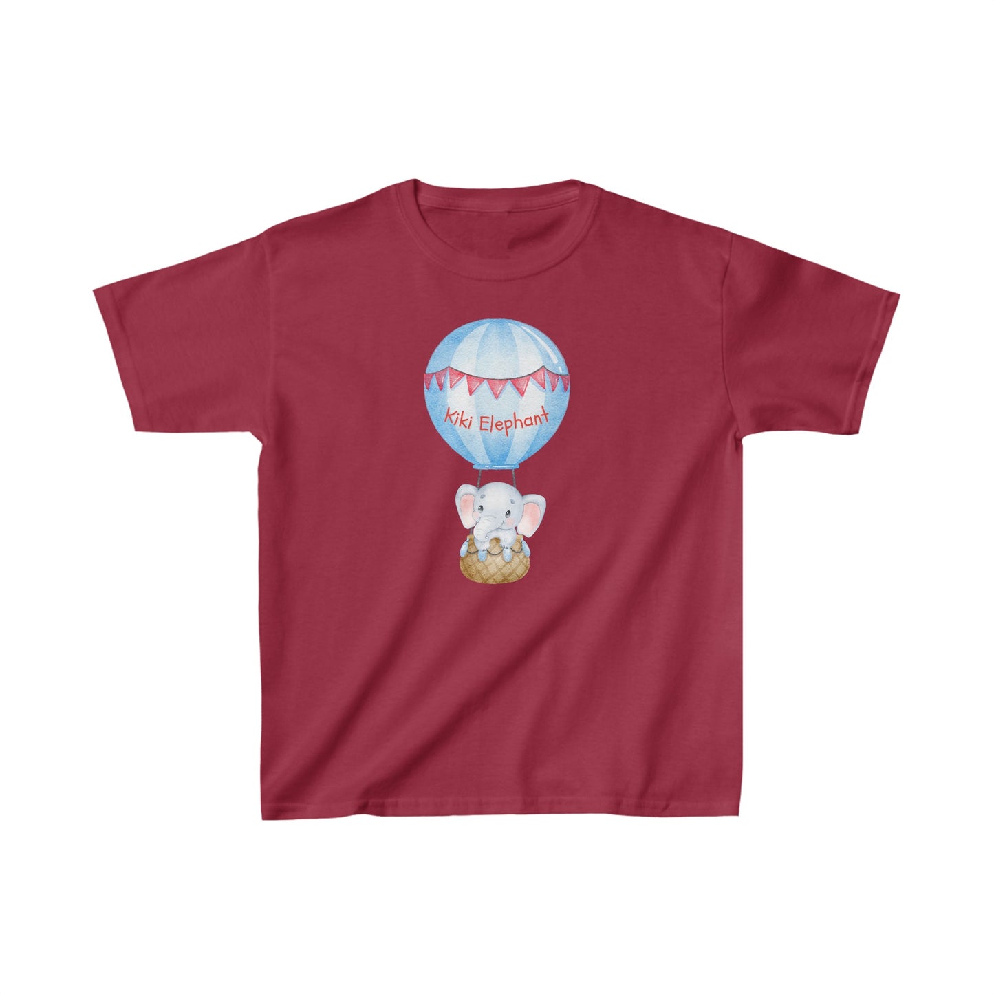 Adorable Kiki Elephant in Balloon - Kids Heavy Cotton™ Tee