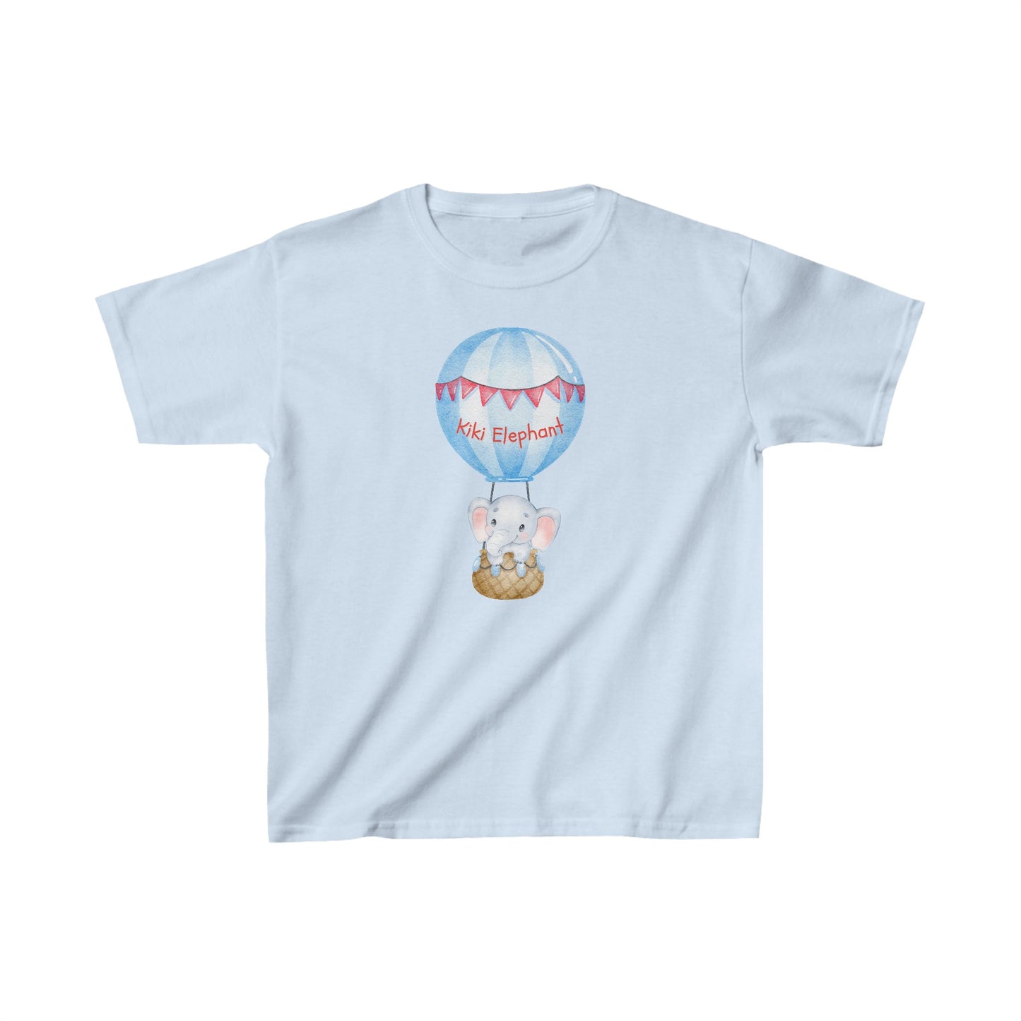 Adorable Kiki Elephant in Balloon - Kids Heavy Cotton™ Tee