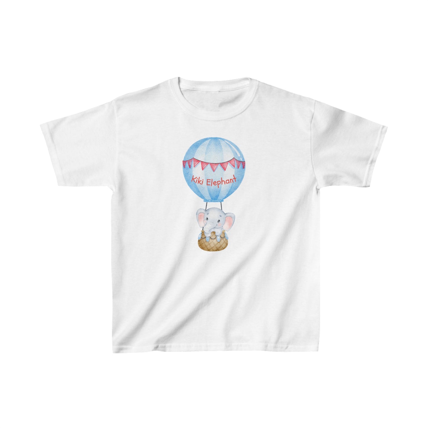 Adorable Kiki Elephant in Balloon - Kids Heavy Cotton™ Tee