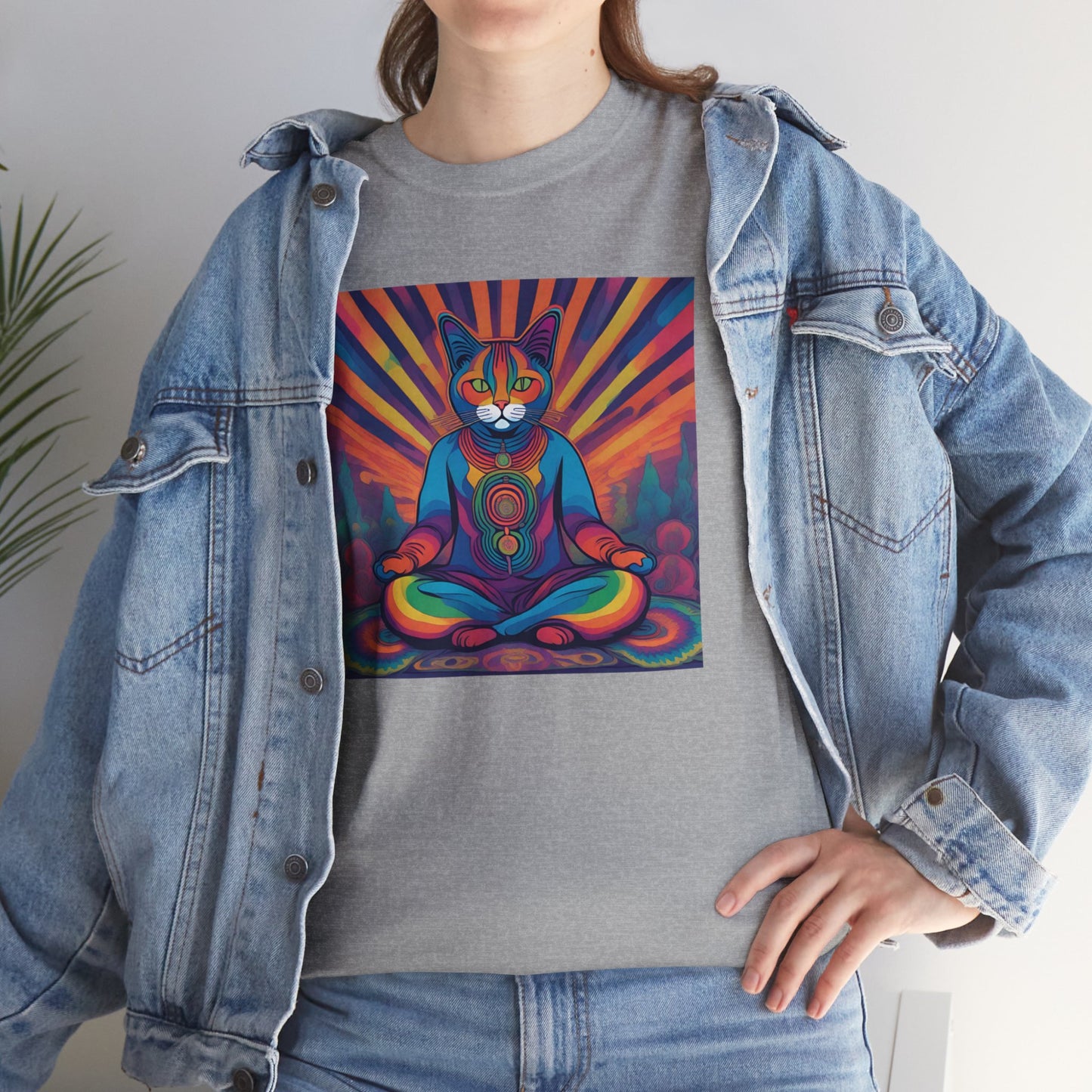 Psychedelic Cat Meditating T-shirt