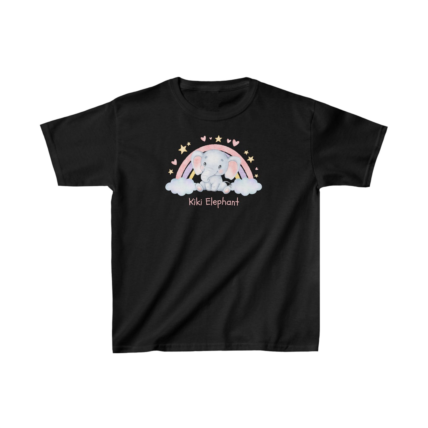 Adorable Kiki Elephant with Rainbow - Kids Heavy Cotton™ Tee