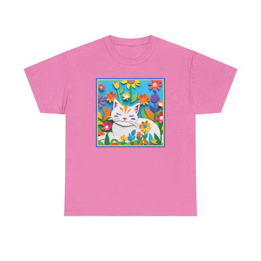 White Cat Papercut  T-shirt