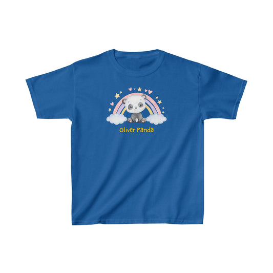 Adorable Oliver Panda with Rainbow - Kids Heavy Cotton™ Tee