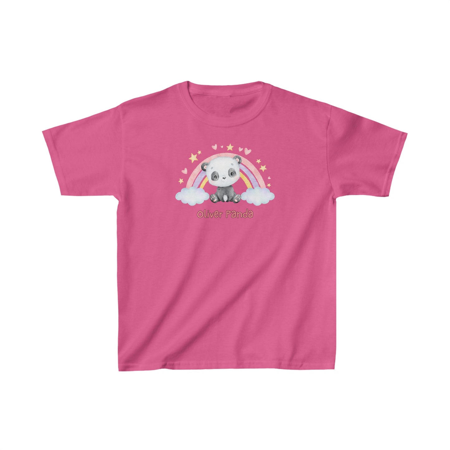 Adorable Oliver Panda with Rainbow - Kids Heavy Cotton™ Tee