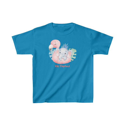 Adorable Kiki Elephant with Swan - Kids Heavy Cotton™ Tee