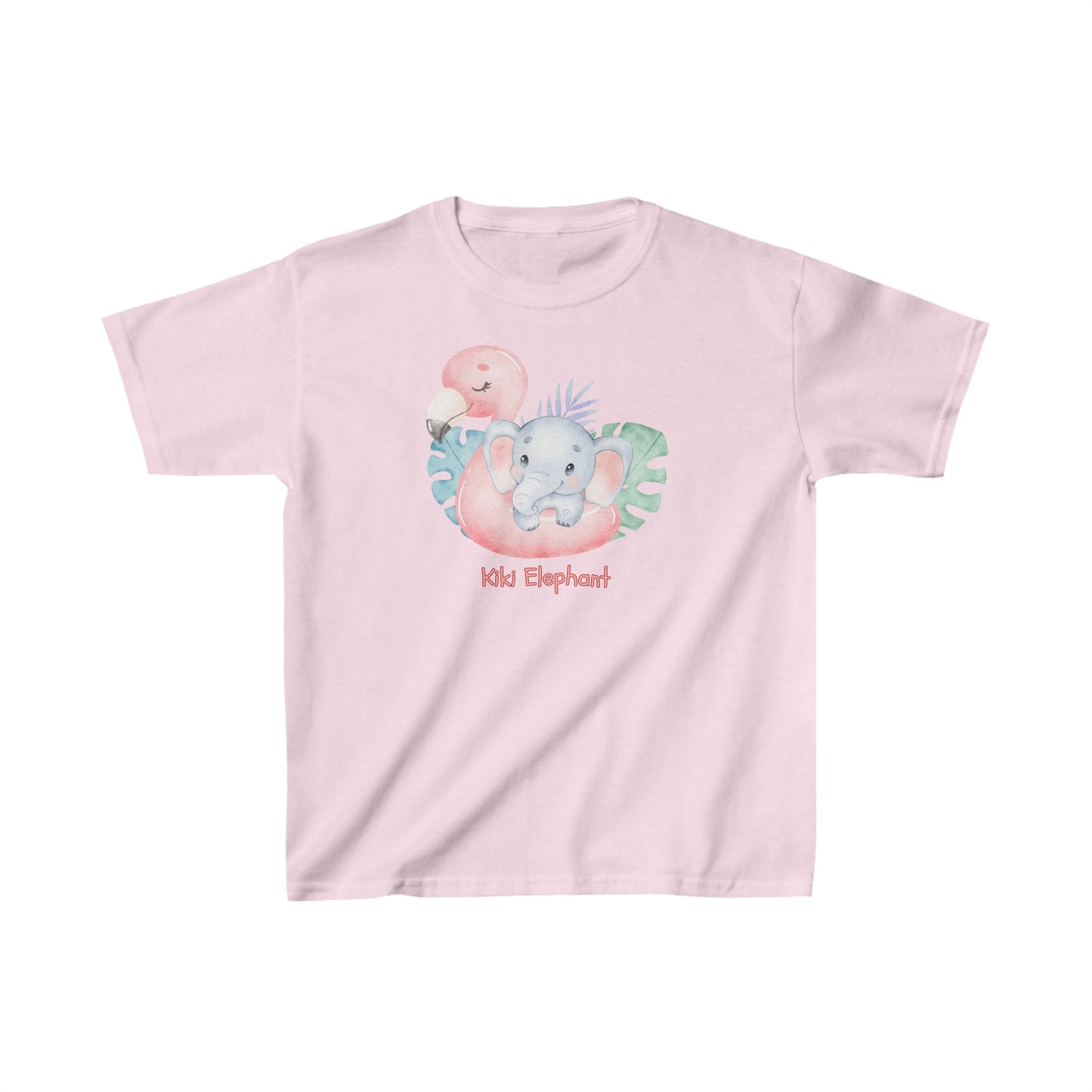 Adorable Kiki Elephant with Swan - Kids Heavy Cotton™ Tee