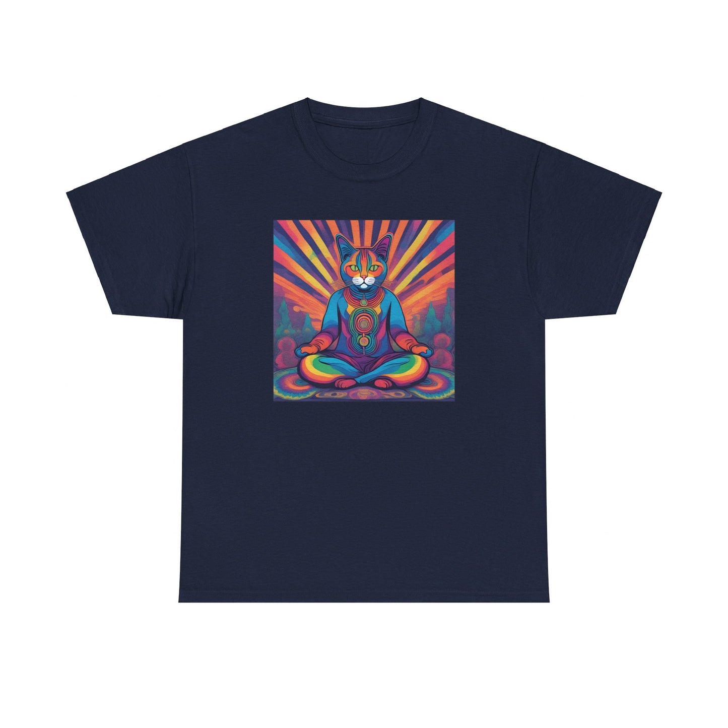 Psychedelic Cat Meditating T-shirt