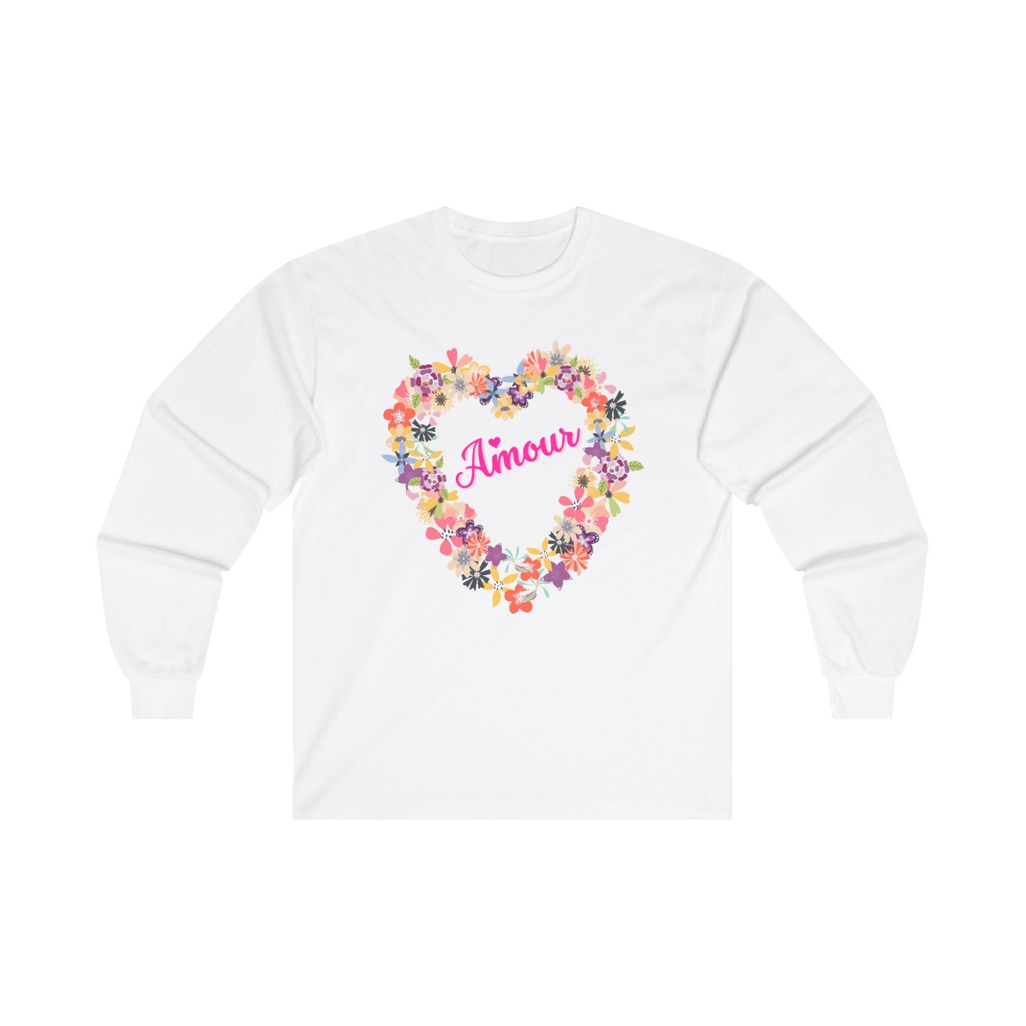 Amour with Flower Heart - Long Sleeve Tee