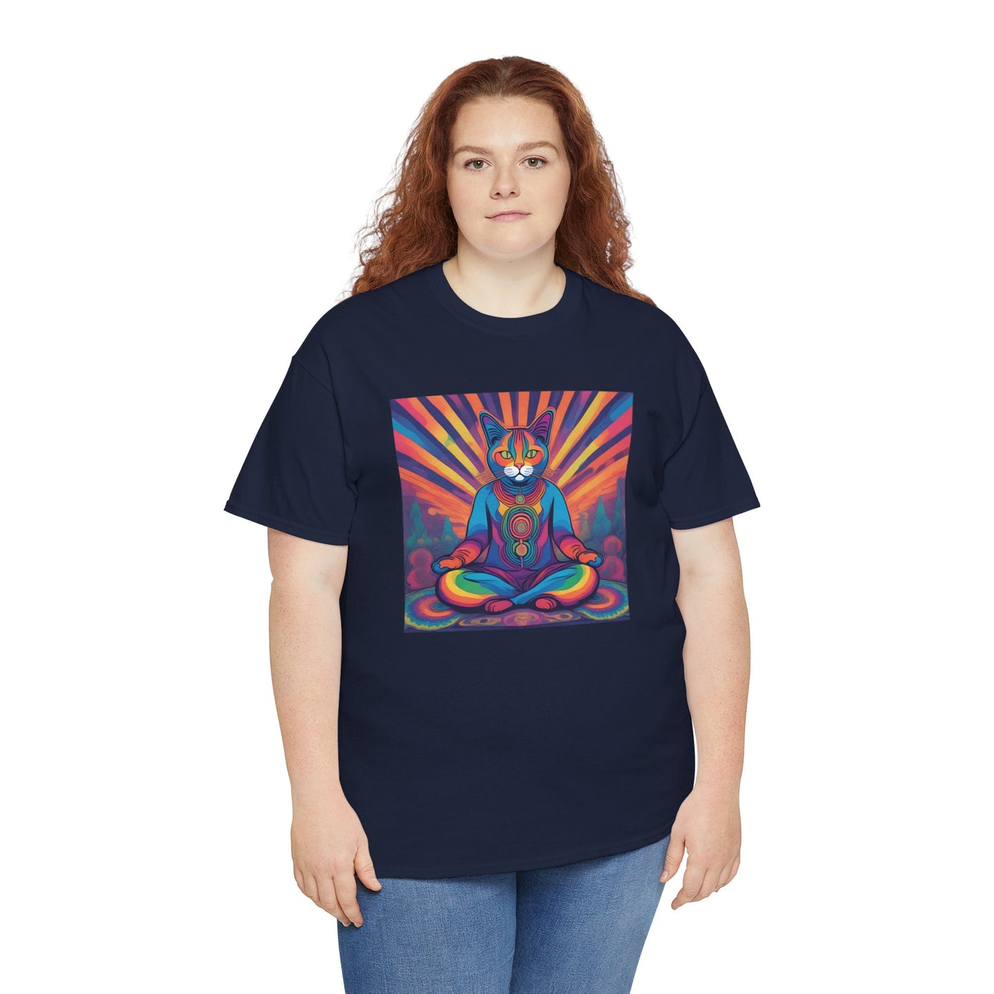 Psychedelic Cat Meditating T-shirt