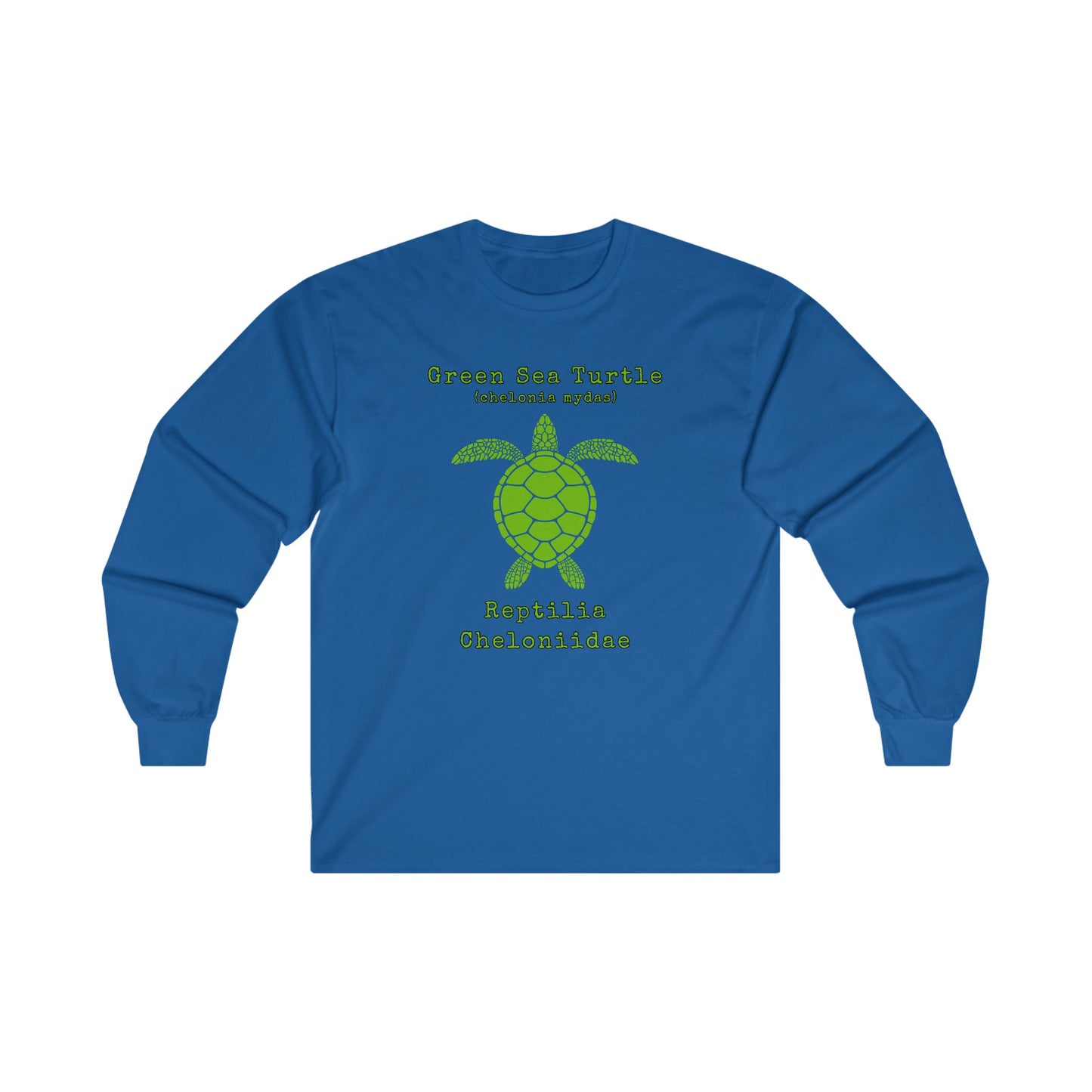 Green Sea Turtle with Scientific Names - Long Sleeve Tee