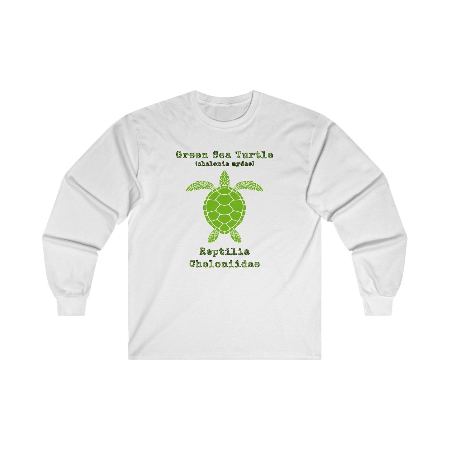 Green Sea Turtle with Scientific Names - Long Sleeve Tee