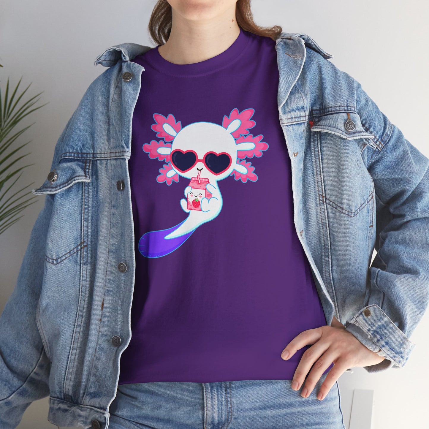 Axolotl wearing heart sunglasses T-shirt