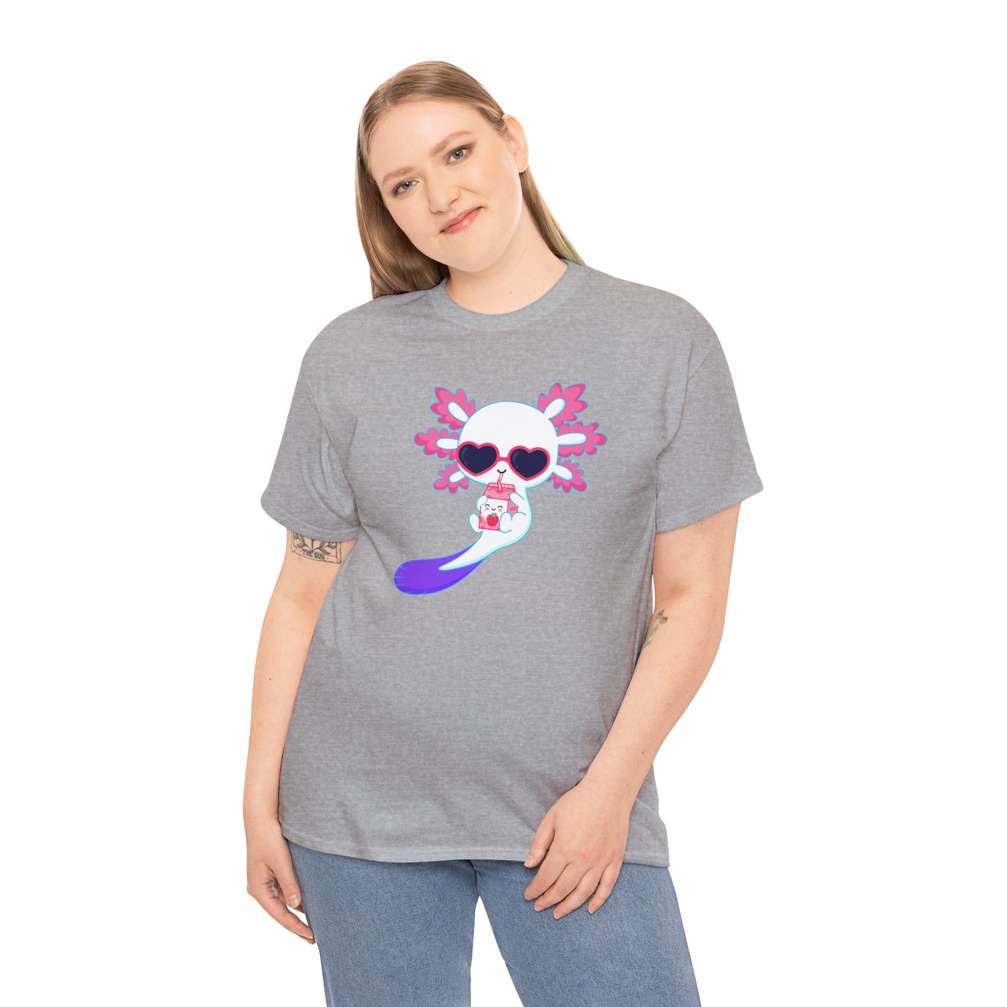 Axolotl wearing heart sunglasses T-shirt