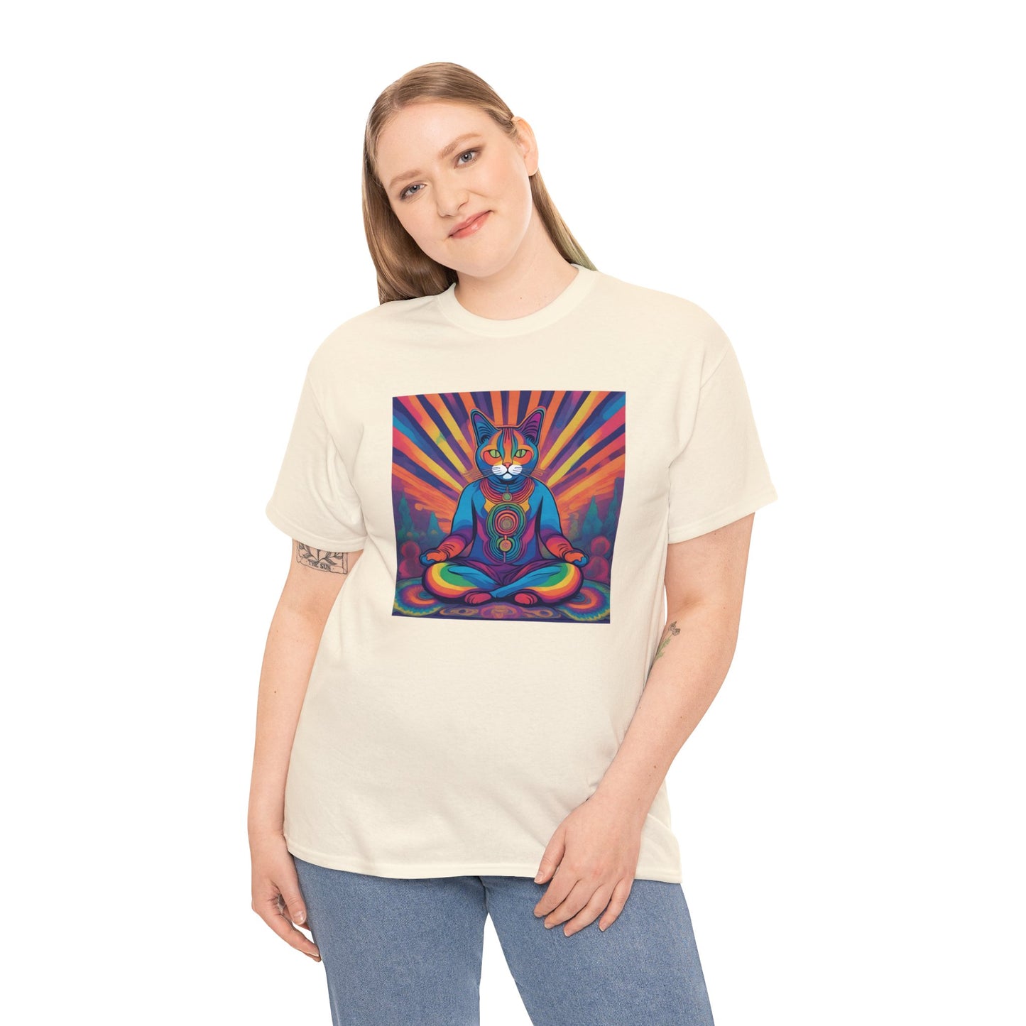 Psychedelic Cat Meditating T-shirt