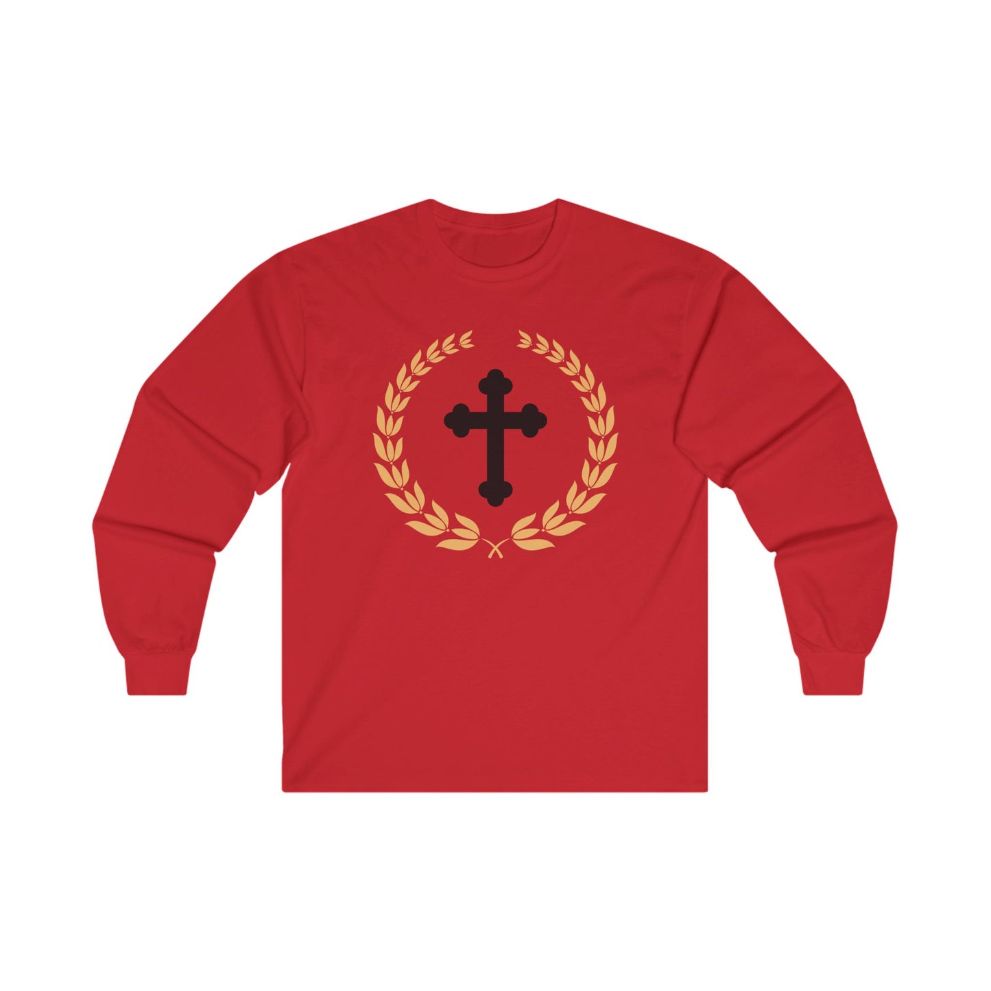 Cross in Laurel Wreath - Long Sleeve Tee