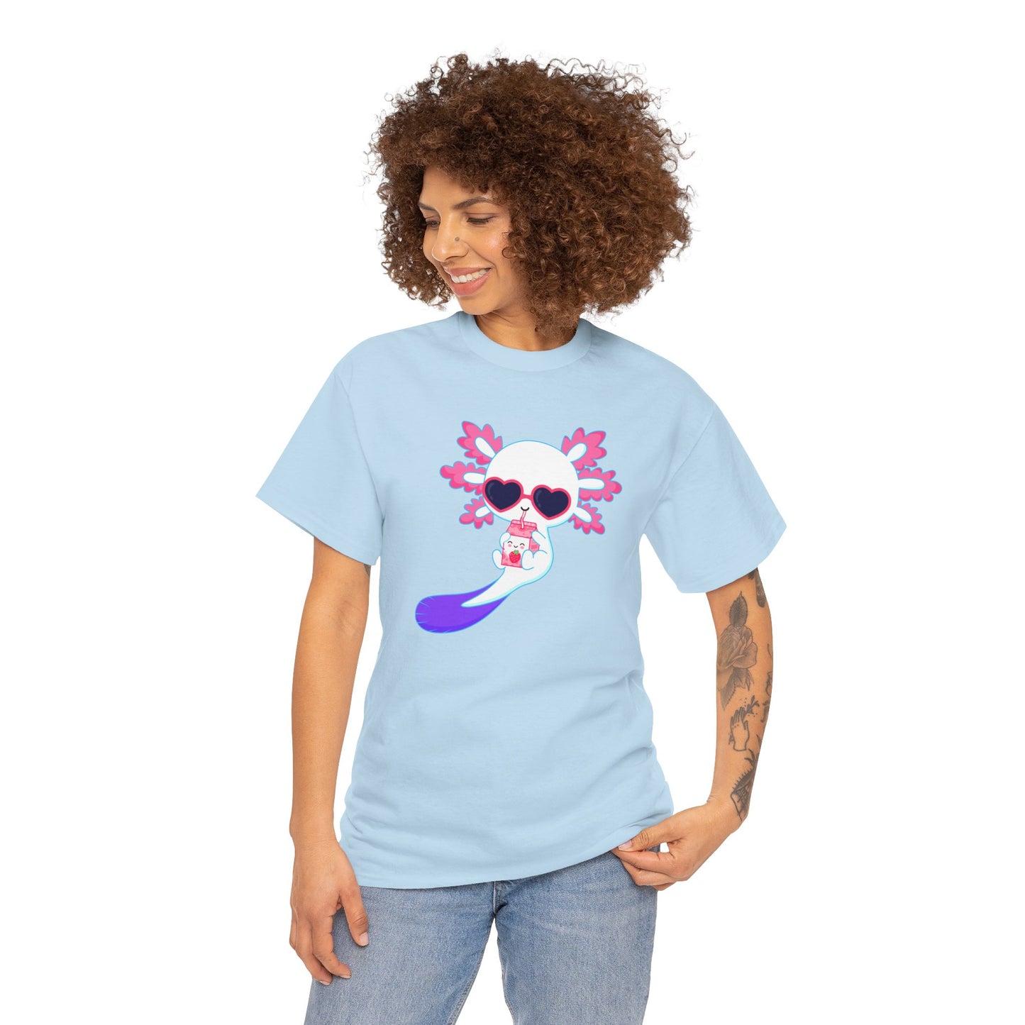 Axolotl wearing heart sunglasses T-shirt