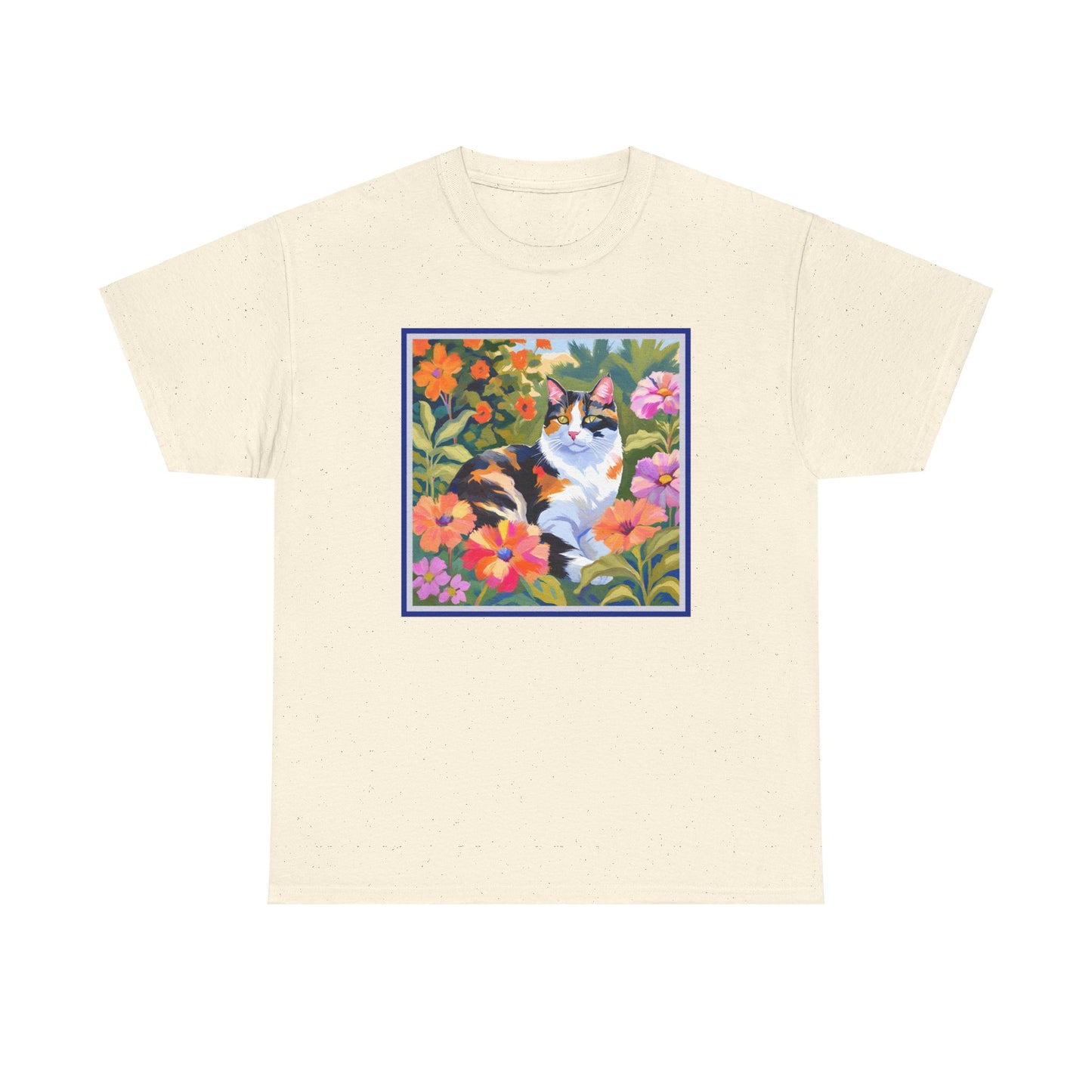 Calico Cat in Garden T-shirt