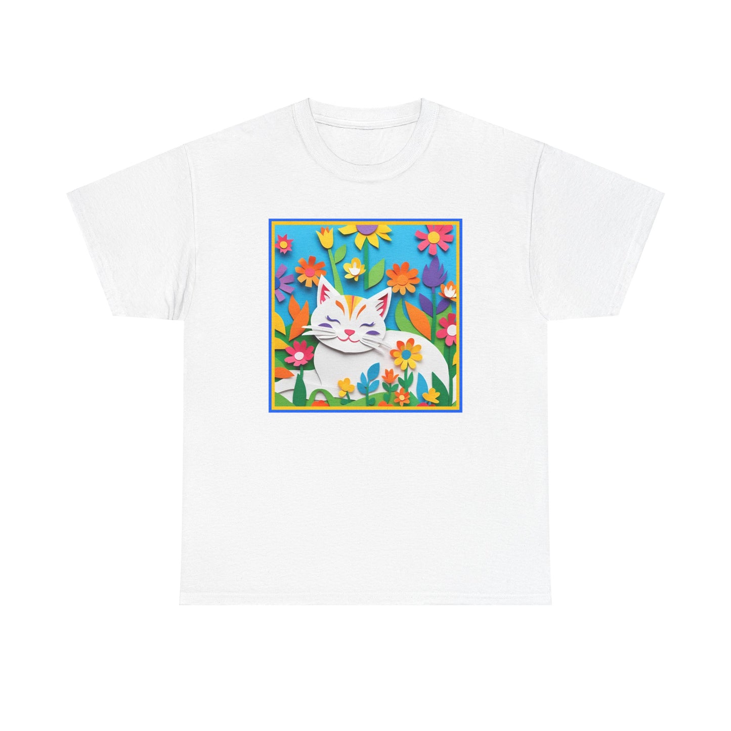 White Cat Papercut  T-shirt