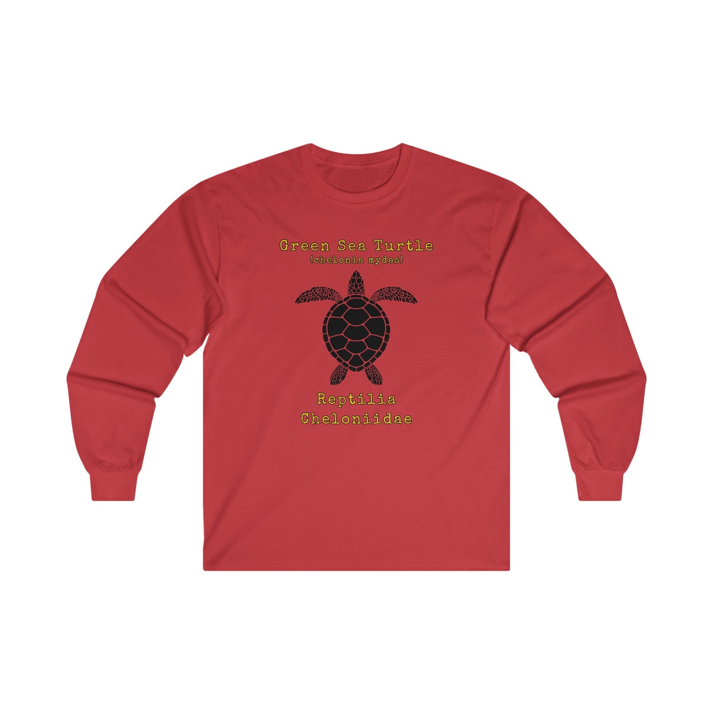 Green Sea Turtle with Scientific Names - Long Sleeve Tee