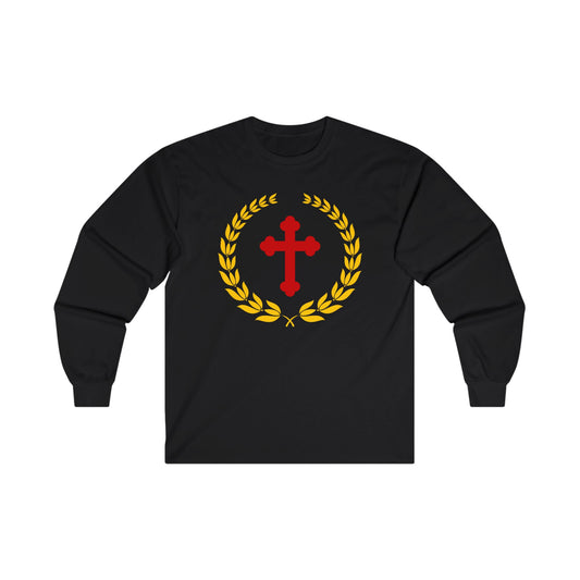 Cross in Laurel Wreath - Long Sleeve Tee